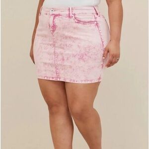 Torrid Pink Acid Wash Mini Skirt